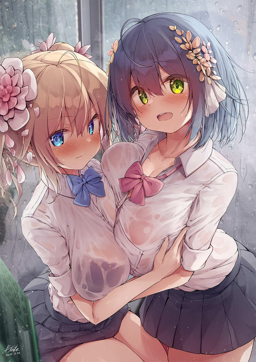 This is a pixiv picture whose title is 電話ボックスの雨宿り.