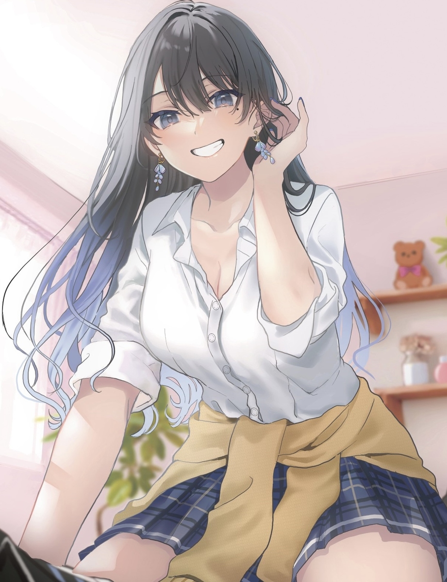 This is a pixiv picture whose title is 陽キャなカノジョは距離感がバグっている.