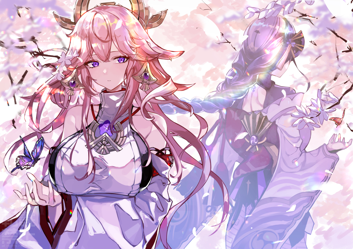 This is a pixiv picture whose title is 八重神子.