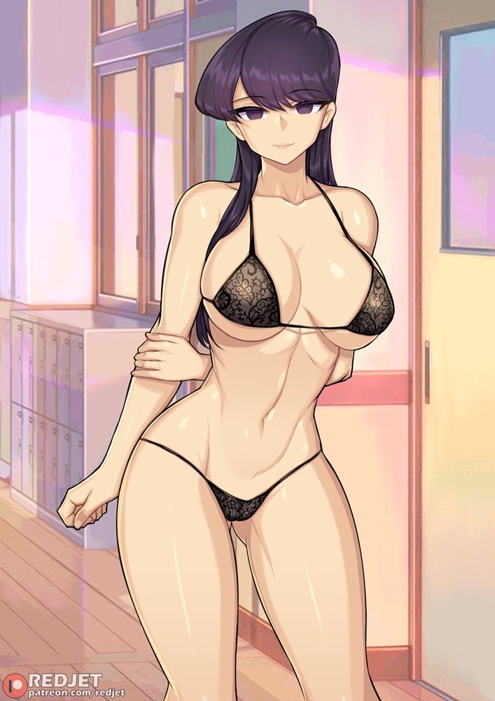 This is a pixiv picture whose title is 古見 硝子 lingerie.