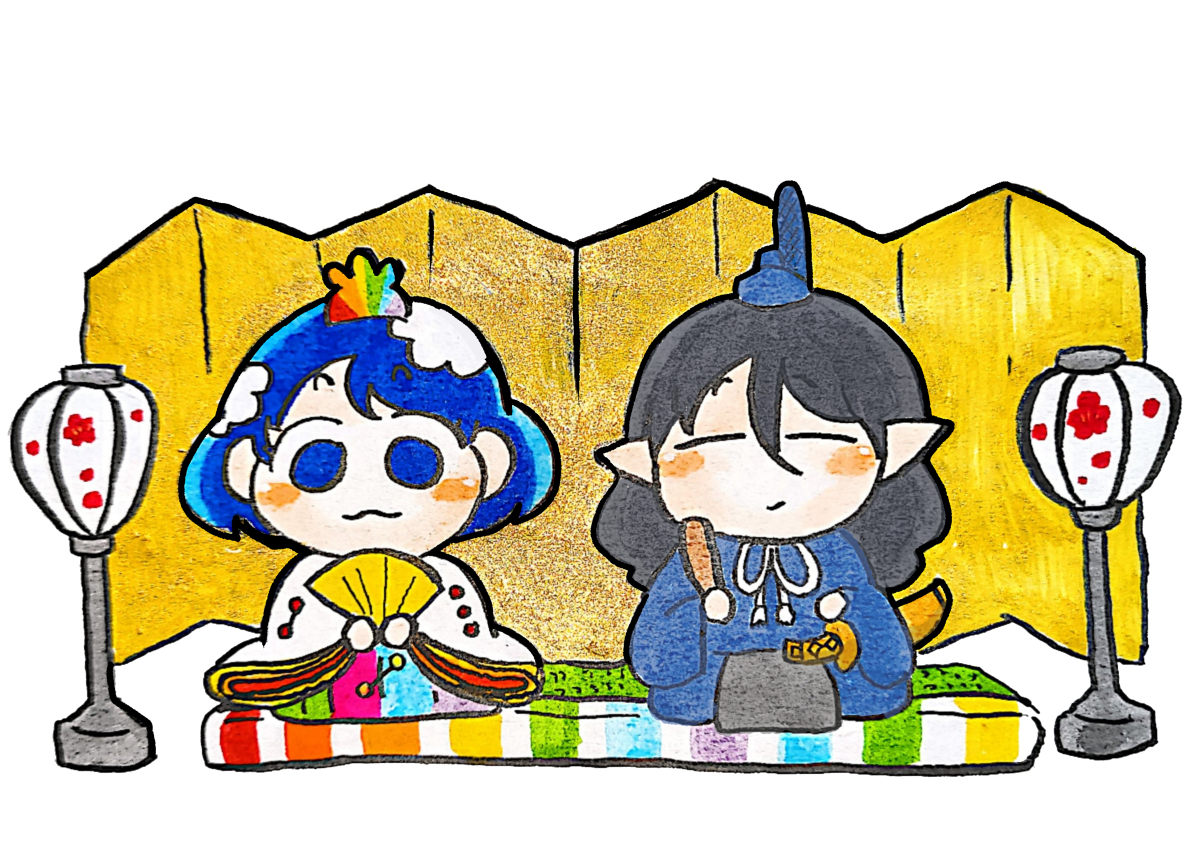 This is a pixiv picture whose title is 🎎🍙🌈.