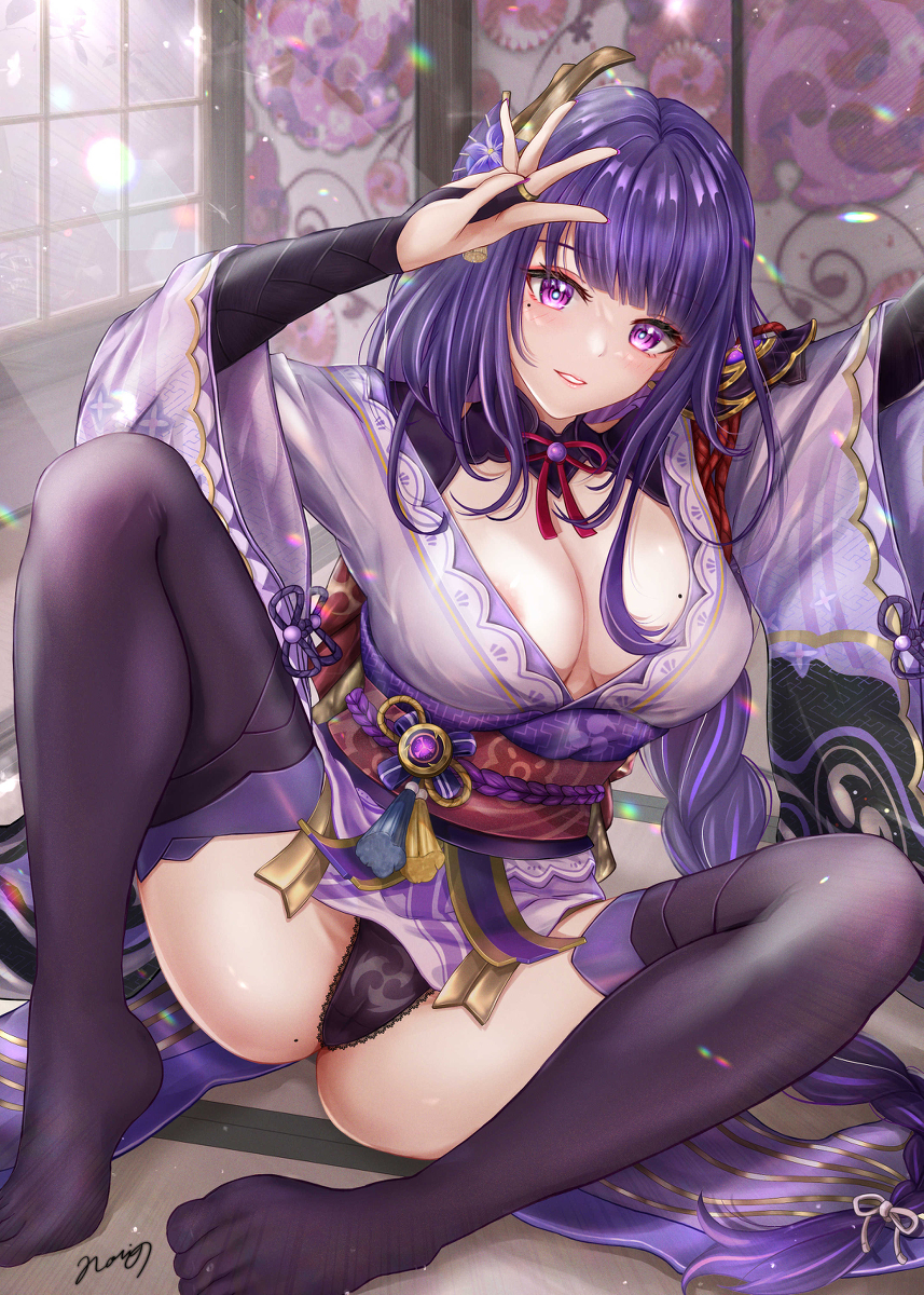 This is a pixiv picture whose title is 誘い待ち雷電将軍.