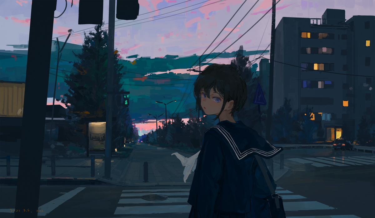 This is a pixiv picture whose title is 薄暮.