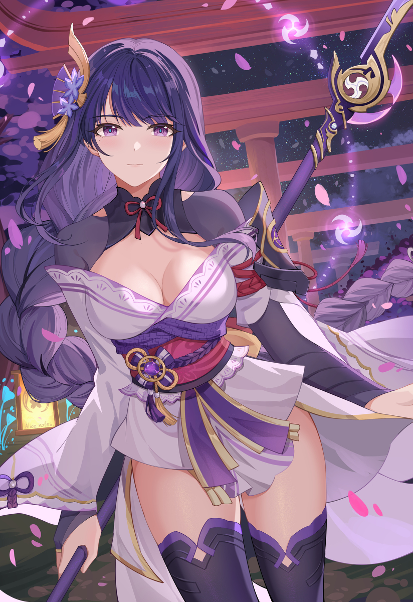 This is a pixiv picture whose title is 神社夜间~.