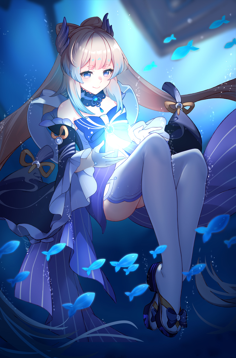 This is a pixiv picture whose title is 【原神】珊瑚宮心海-真珠の智-.