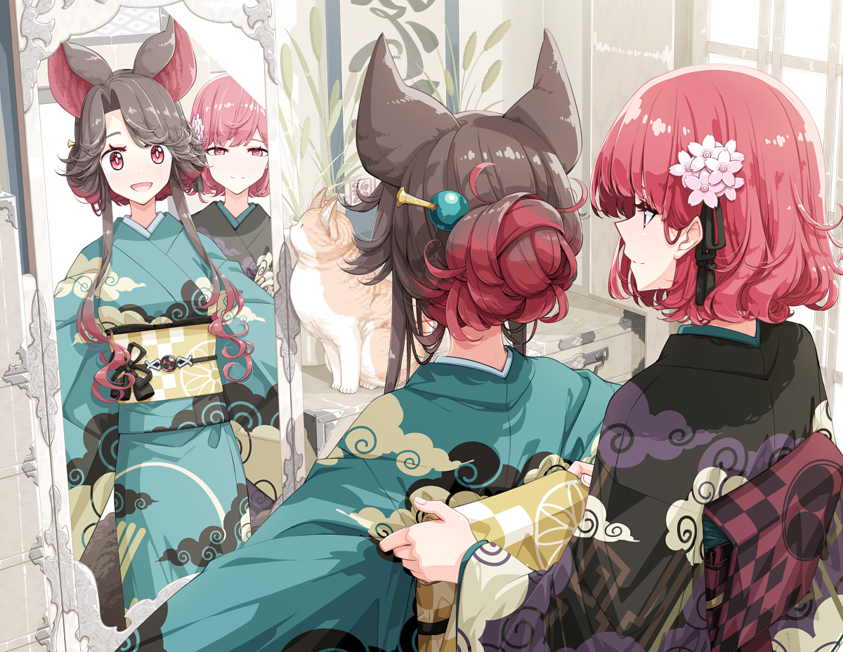 This is a pixiv picture whose title is 雷鼓と影狼.