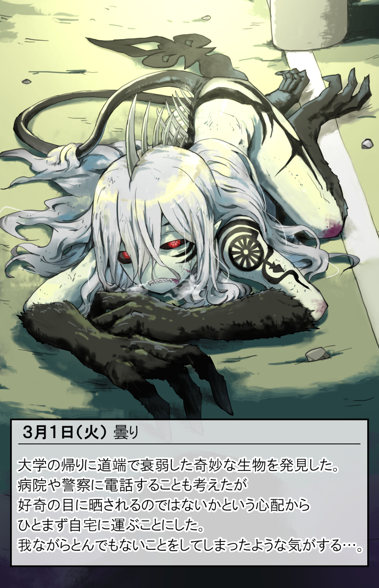 This is a pixiv picture whose title is 拾った謎生物の観察日記　１～１０日目.