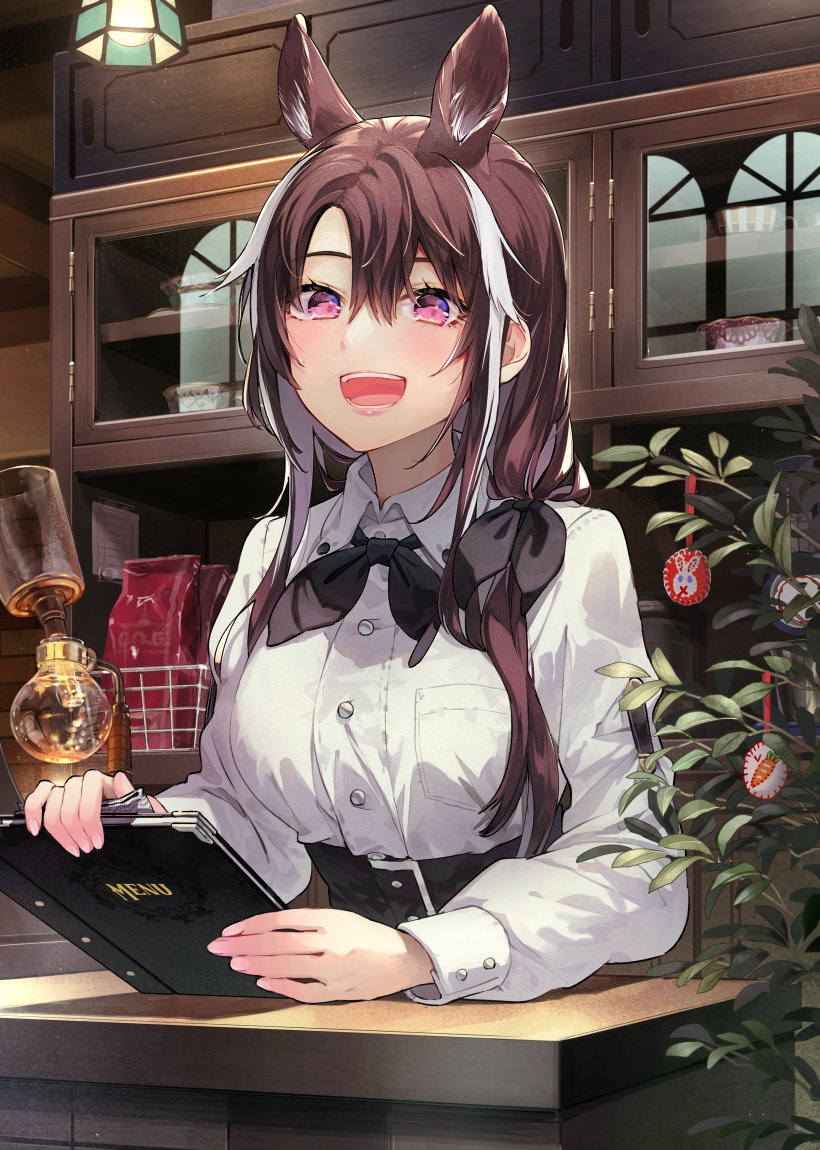 This is a pixiv picture whose title is 純喫茶の看板娘さん.