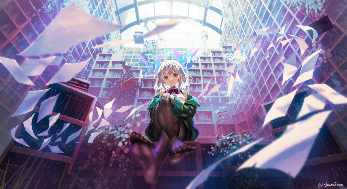 This is a pixiv picture whose title is 図書館の天使.