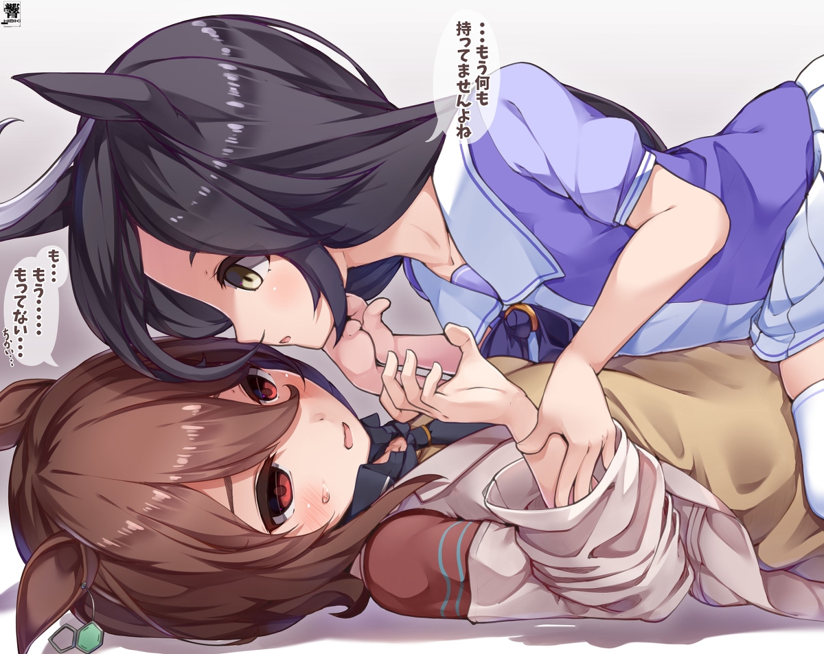 This is a pixiv picture whose title is タキオンは押しに弱い.