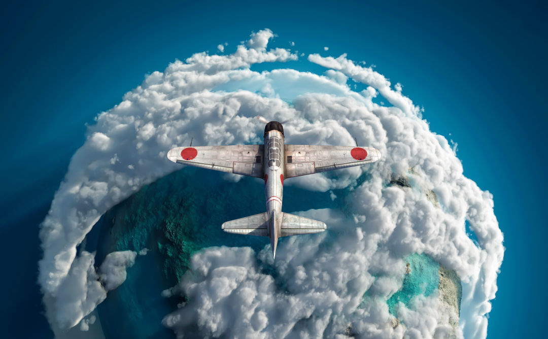 This is a pixiv picture whose title is 異星の零戦.