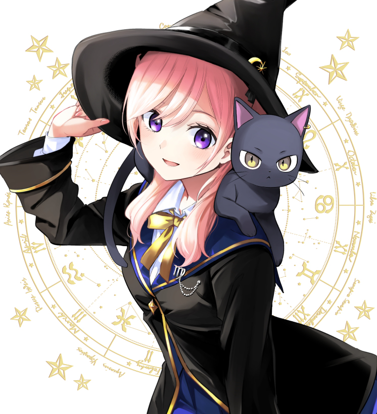 This is a pixiv picture whose title is 黒猫と魔女の教室.