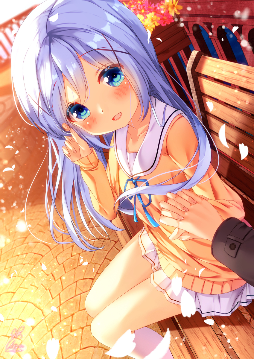 This is a pixiv picture whose title is 恋人繋ぎをしてくれるチノちゃん.