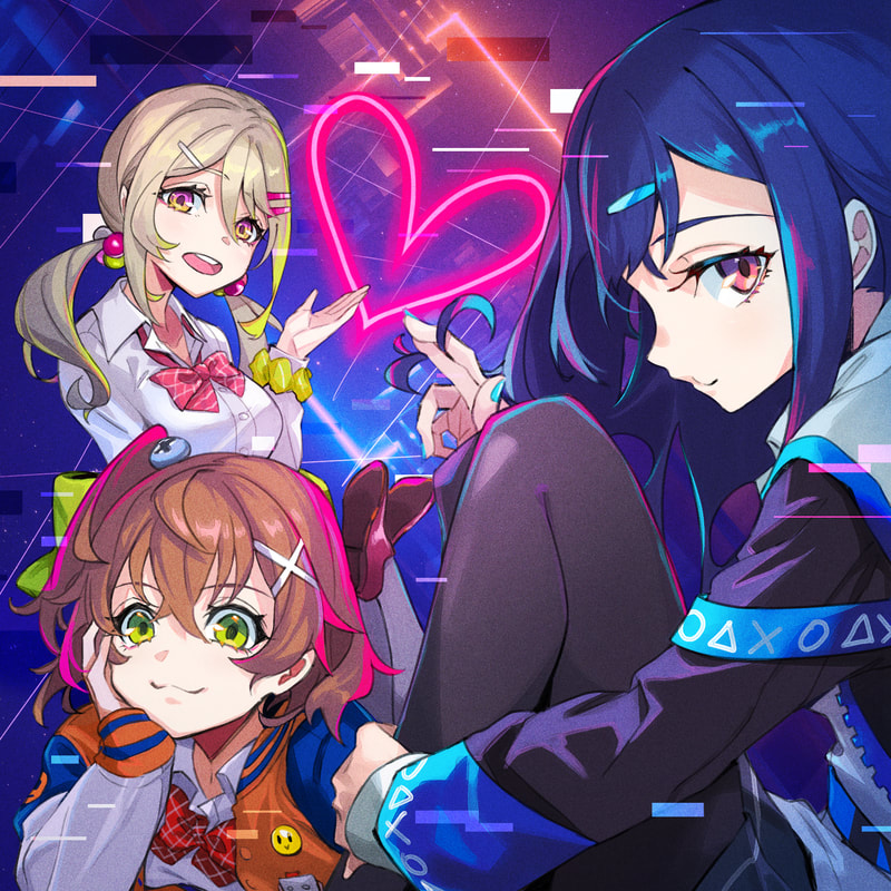 This is a pixiv picture whose title is 電音部『pop enemy』.