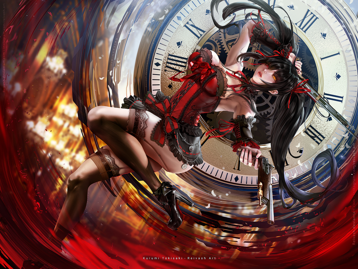 This is a pixiv picture whose title is Tokisaki Kurumi [Commission].
