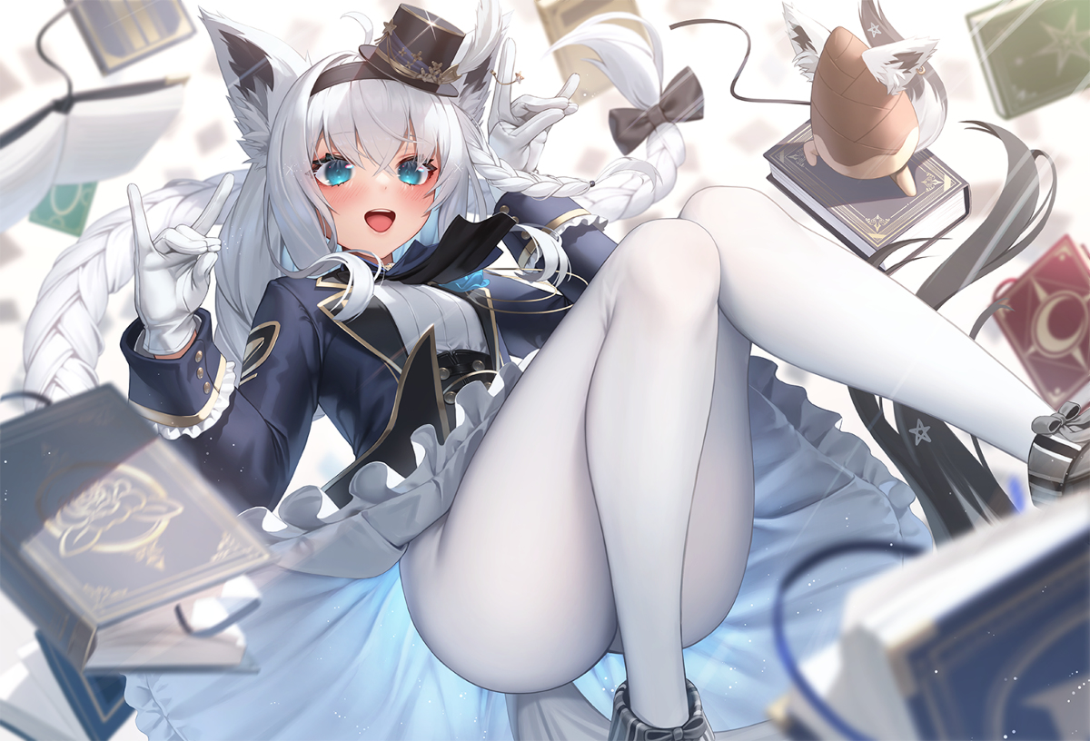 This is a pixiv picture whose title is 🦊📚.