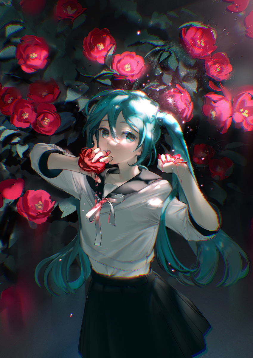 This is a pixiv picture whose title is 山茶花の血.