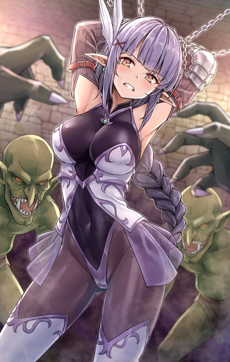 This is a pixiv picture whose title is くっころ女騎士エルフ.