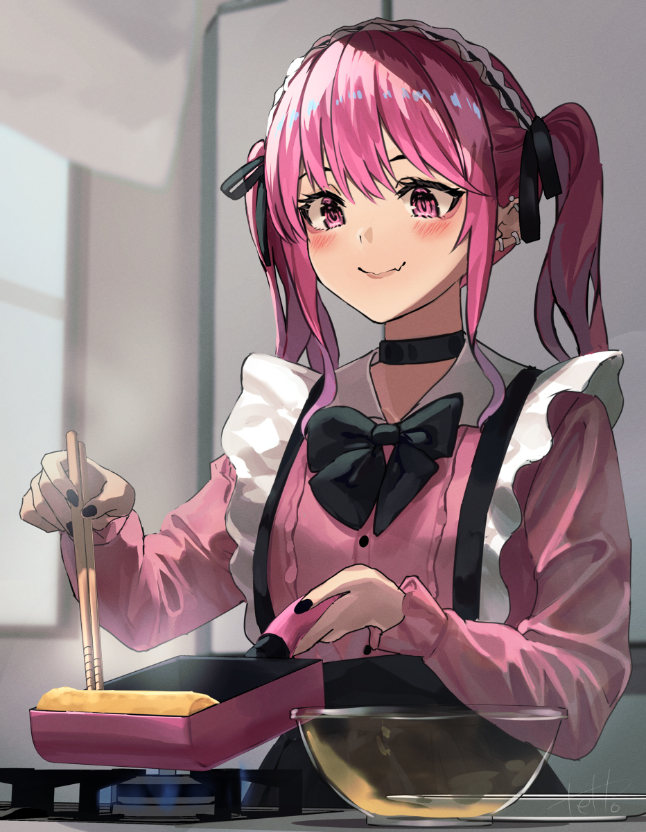 This is a pixiv picture whose title is 見た目は地雷系だけど実は家庭的な幼馴染.