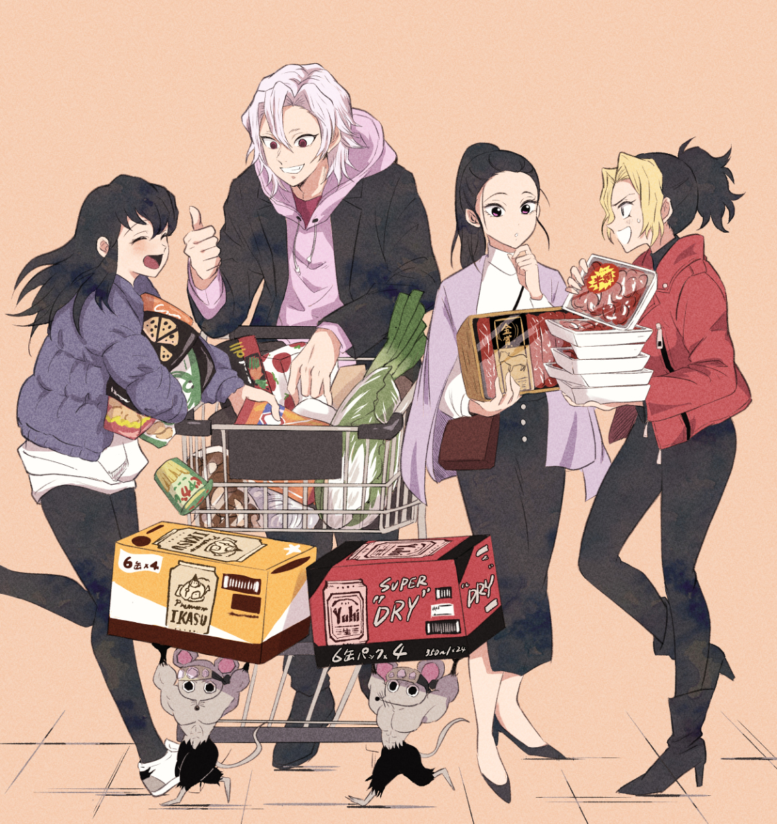 This is a pixiv picture whose title is 音柱in Supermarket.