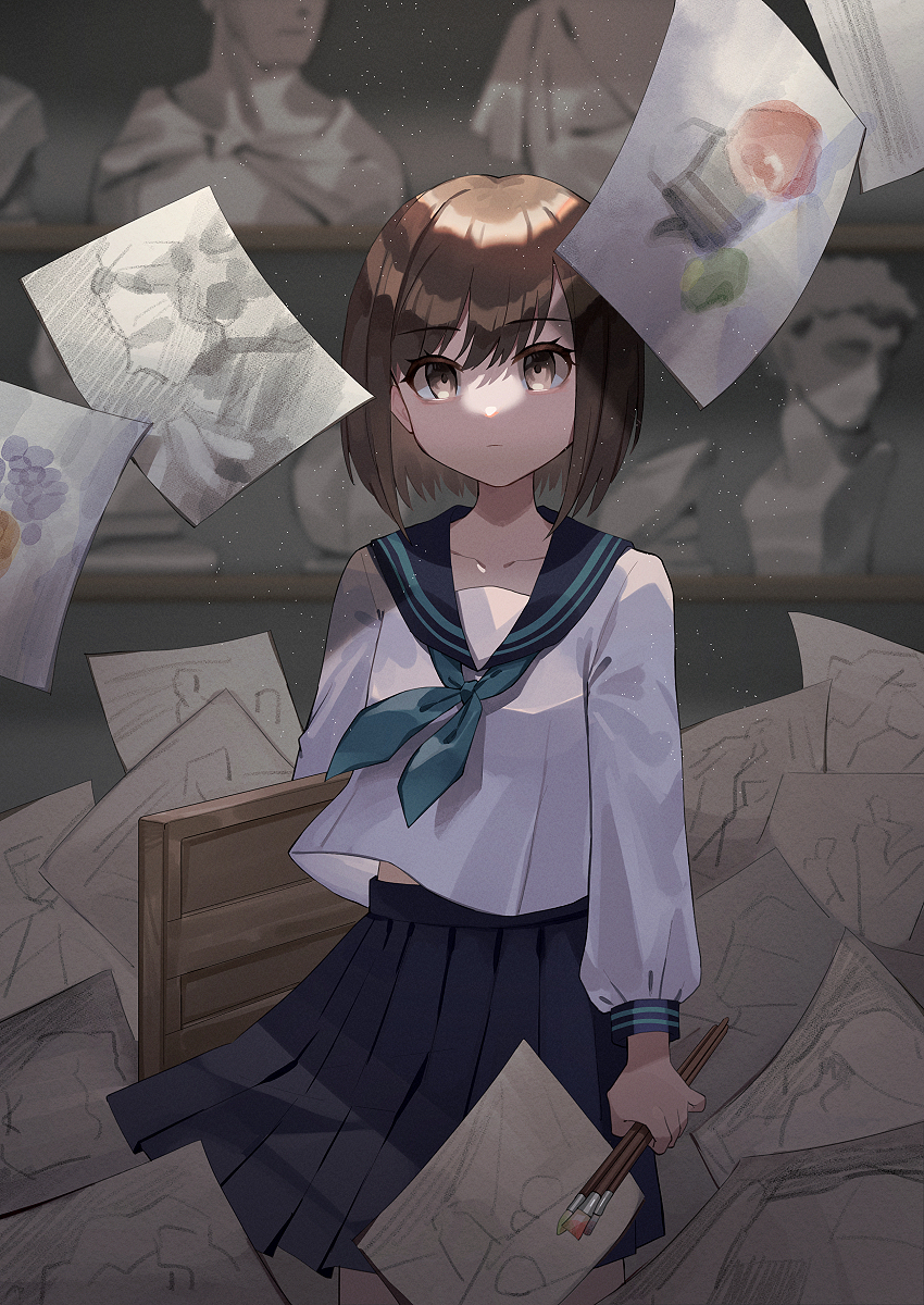 This is a pixiv picture whose title is 中学生絵名.