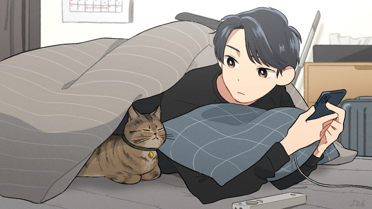 This is a pixiv picture whose title is 早く寝ないといけない日に限って.