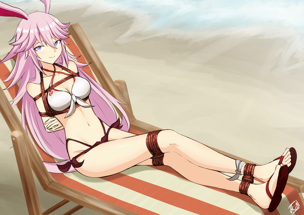 This is a pixiv picture whose title is Yae Sakura Tied up.