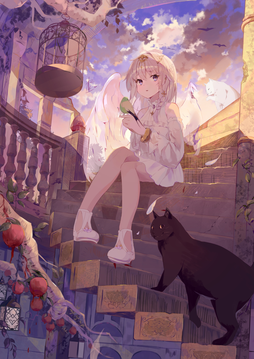 This is a pixiv picture whose title is 飛べない天使は風を待つ.