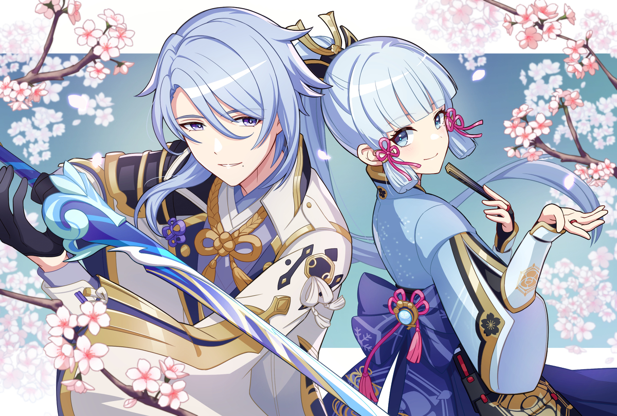 This is a pixiv picture whose title is 神里兄妹.