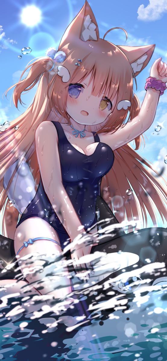 This is a pixiv picture whose title is スク水こまこちゃん.