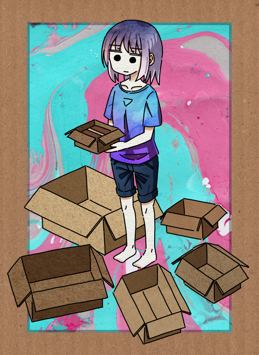 This is a pixiv picture whose title is 段ボール.