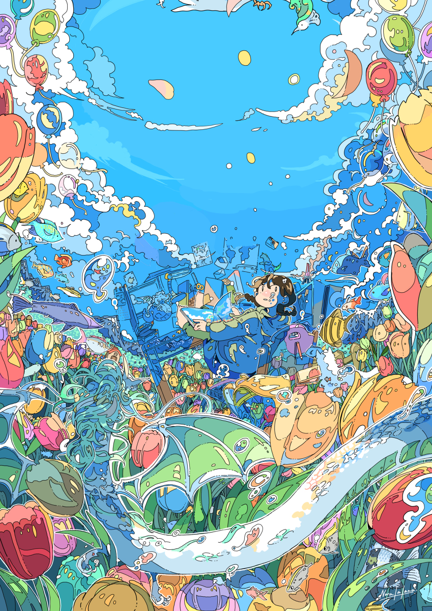 This is a pixiv picture whose title is 空想はどこまでも.
