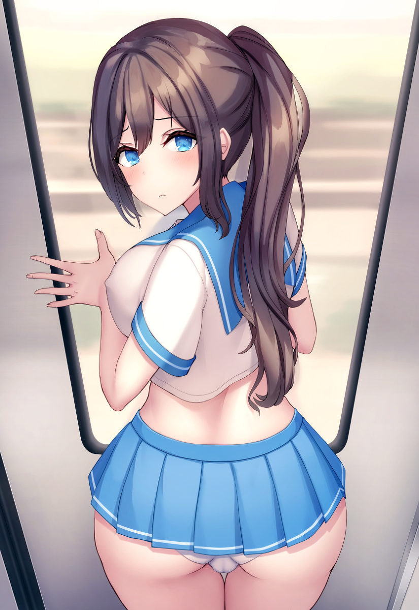 This is a pixiv picture whose title is 短め制服娘2.