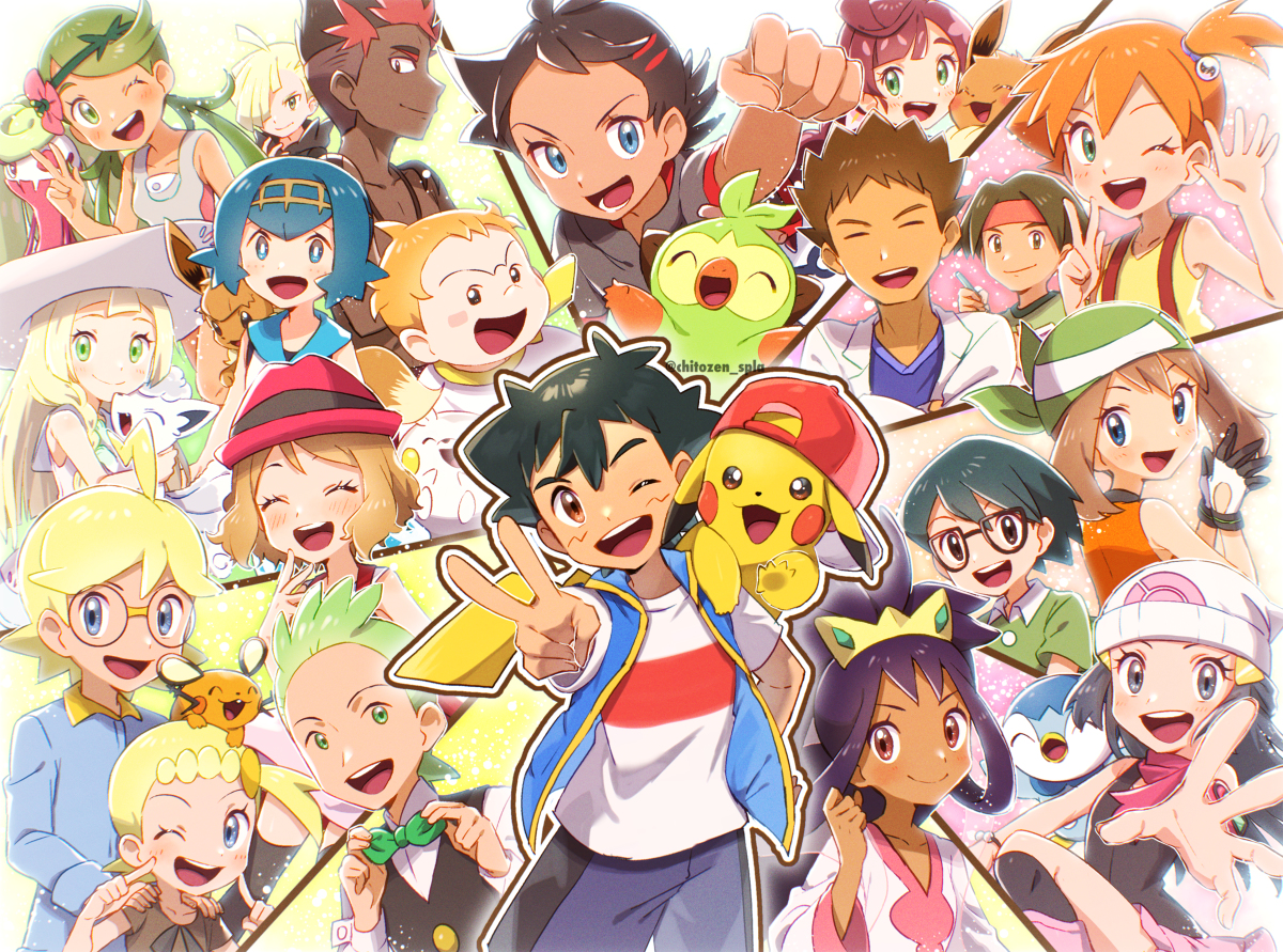 This is a pixiv picture whose title is アニポケ25周年.