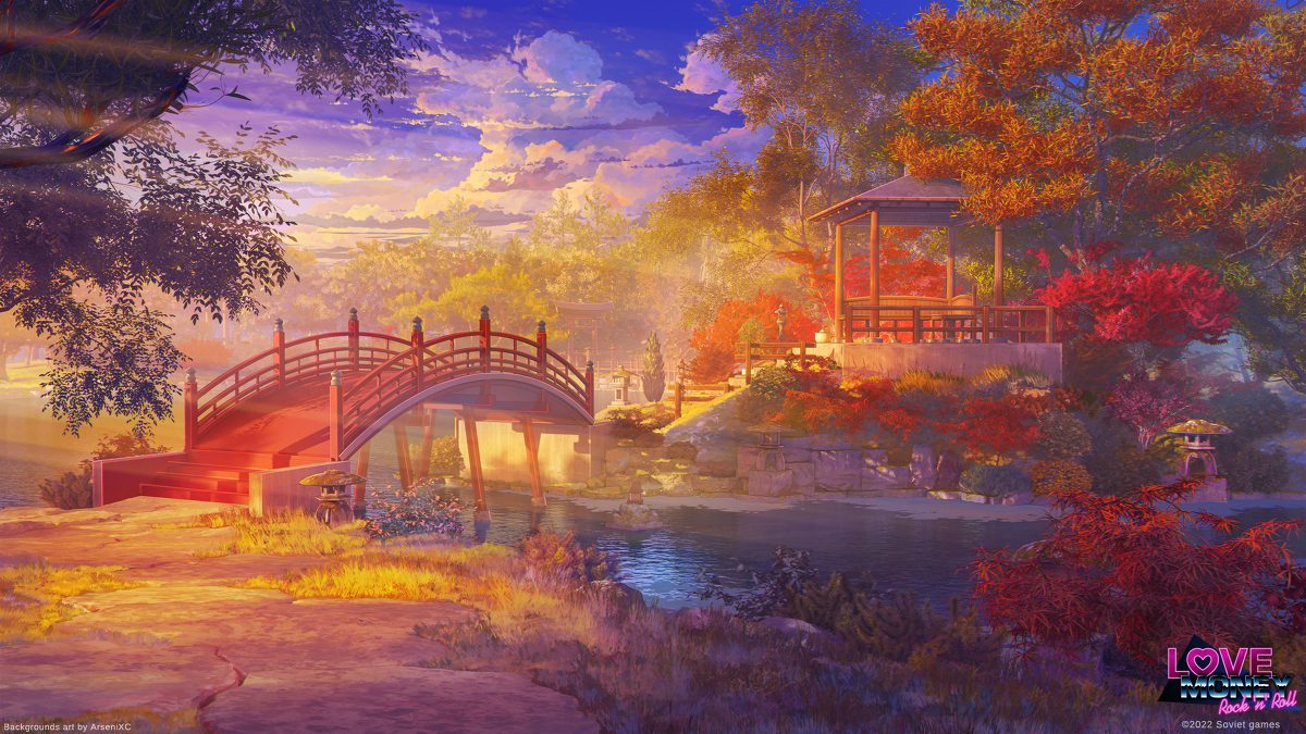 This is a pixiv picture whose title is 日本庭園 日没.