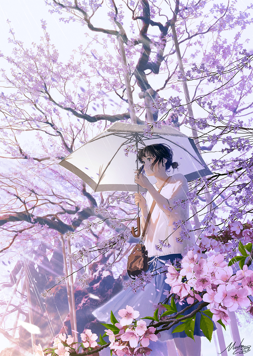 This is a pixiv picture whose title is 桜雨.