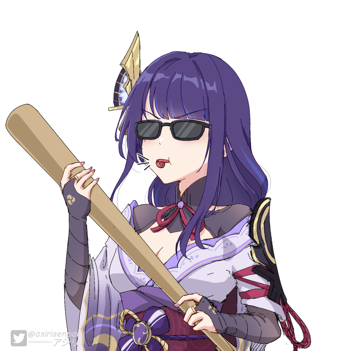 This is a pixiv picture whose title is Raiden Shogun/Ei ready for bonk!.