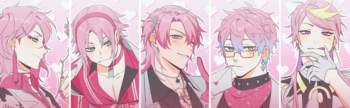 This is a pixiv picture whose title is 🌸Luxiem in pink hair🌸.