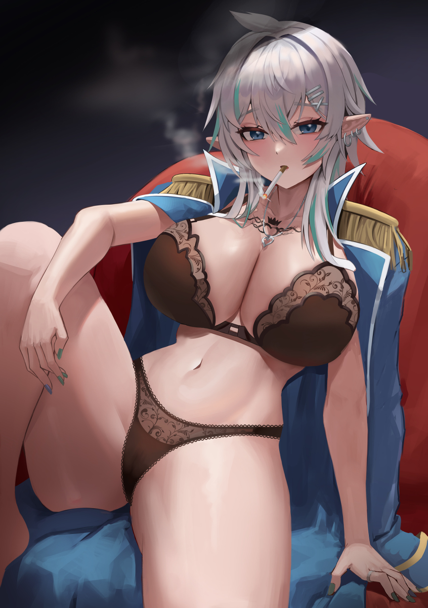 This is a pixiv picture whose title is smoking elf.