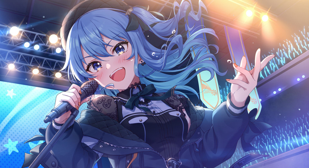 This is a pixiv picture whose title is 星街すいせいさんの４周年LIVEサムネイラスト.
