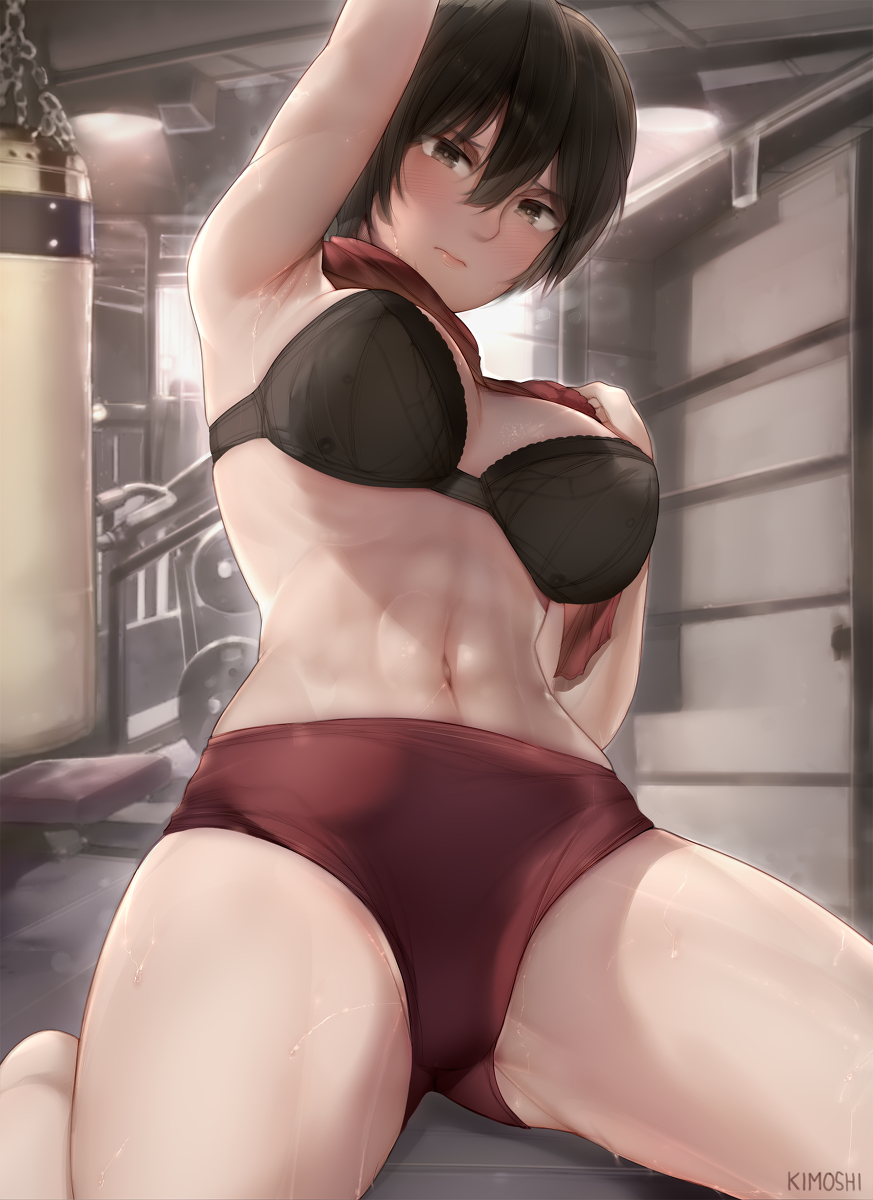 This is a pixiv picture whose title is Mikasa after workout 💪💪.