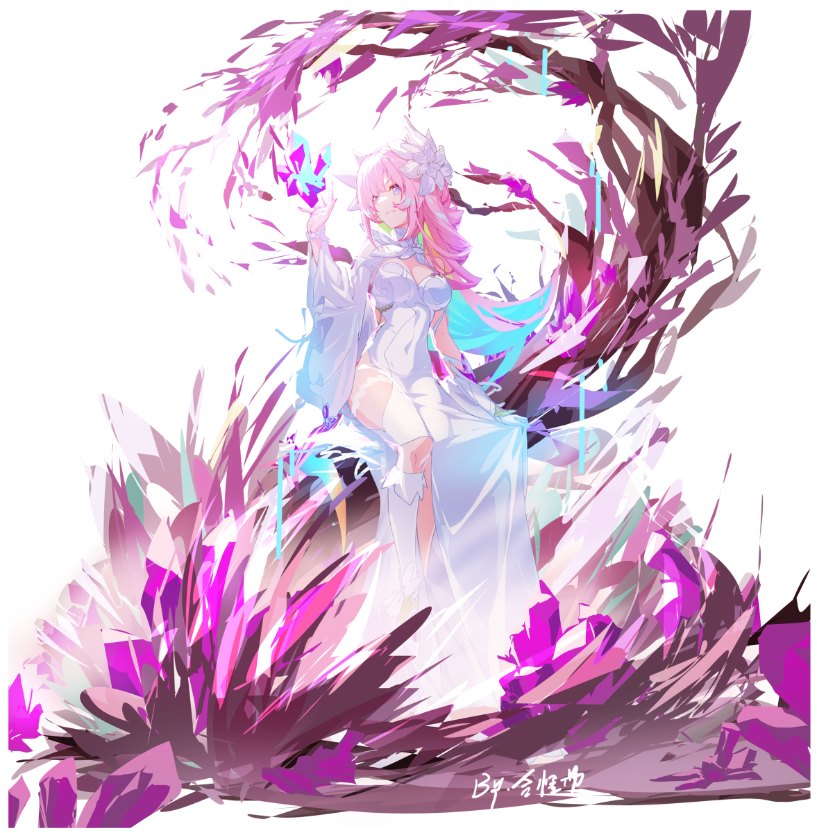 This is a pixiv picture whose title is 爱莉希雅   花嫁.