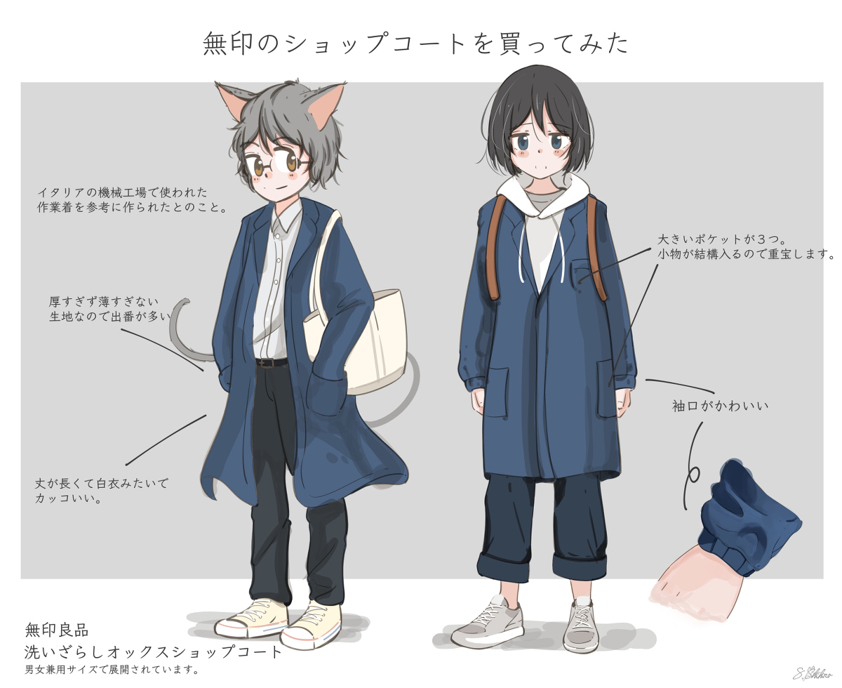 This is a pixiv picture whose title is 無印のショップコートを買ってみた。.
