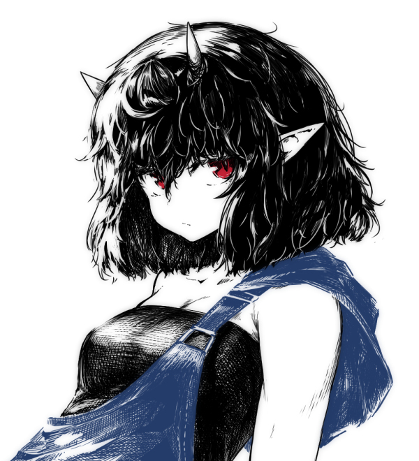 This is a pixiv picture whose title is 鬼角娘.