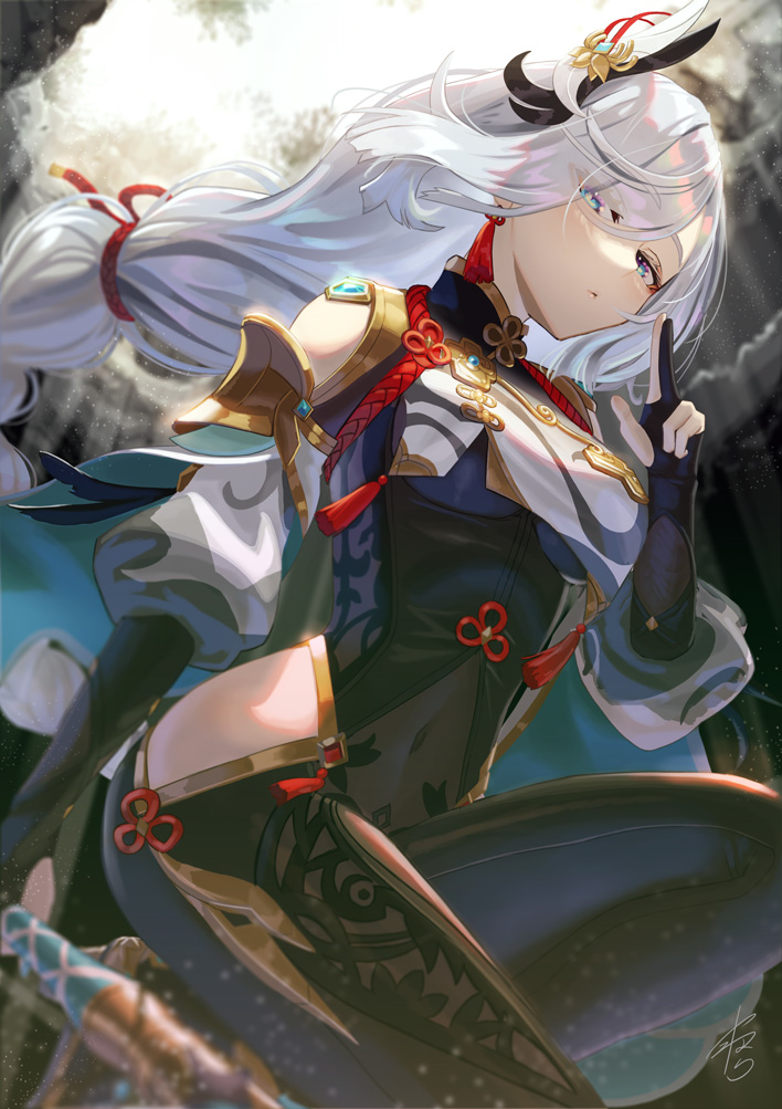 This is a pixiv picture whose title is 申鶴.