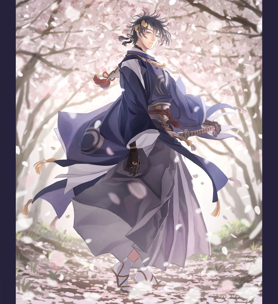 This is a pixiv picture whose title is 旅立ちの春.