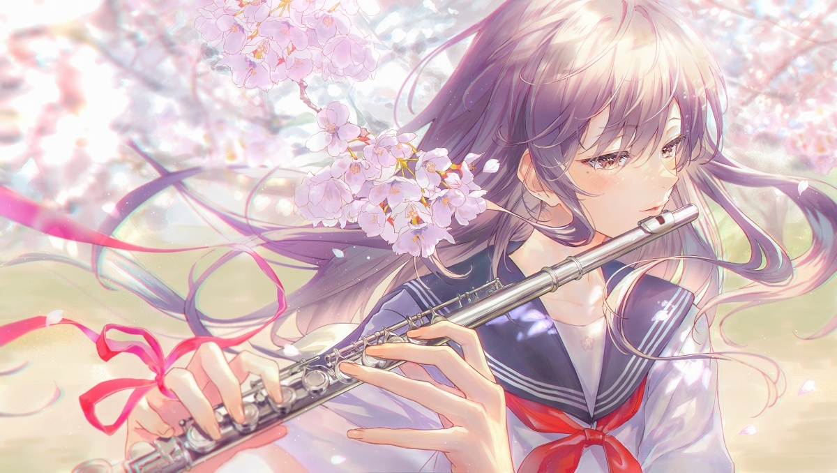This is a pixiv picture whose title is 春を吹く.