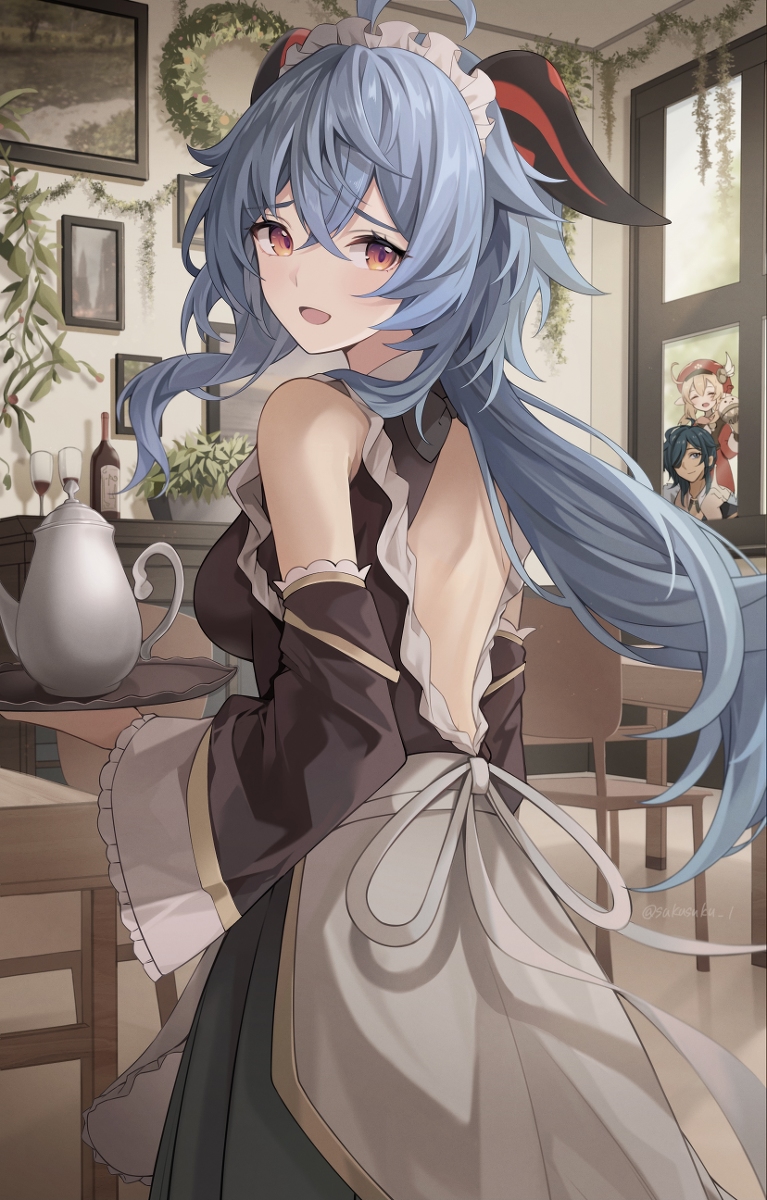 This is a pixiv picture whose title is メイド甘雨.