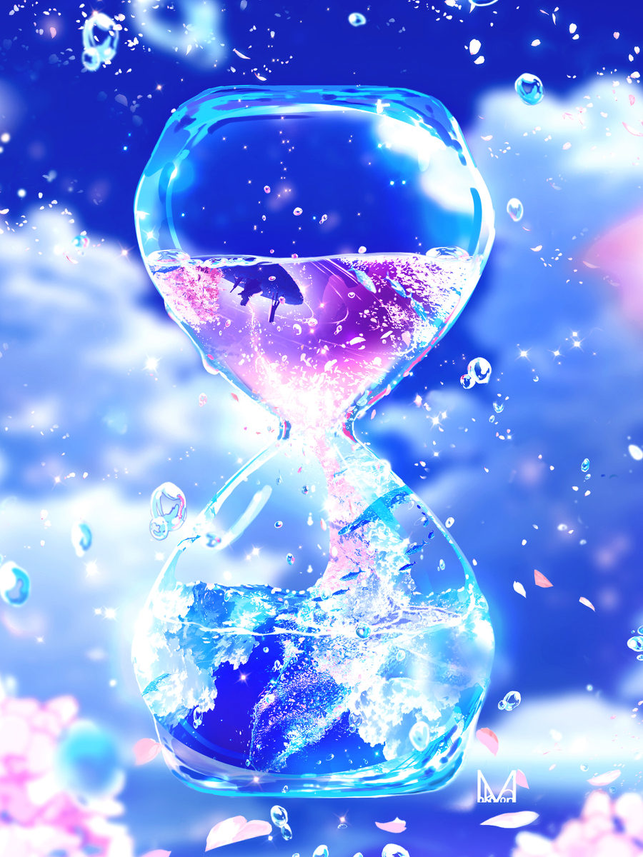 This is a pixiv picture whose title is 季節の水時計『戻らないから』.