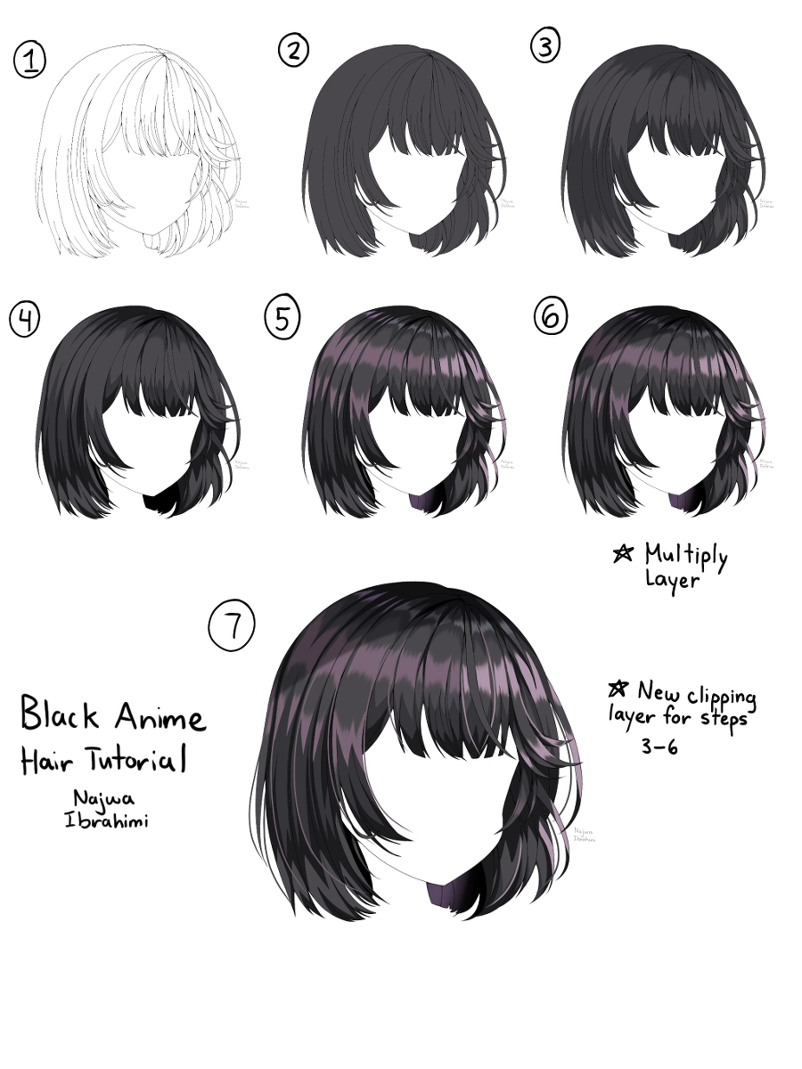This is a pixiv picture whose title is Anime Hair Tutorials.